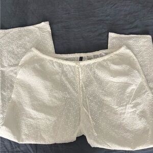 H&M Wide-Leg Pants with Eyelet Embroidery